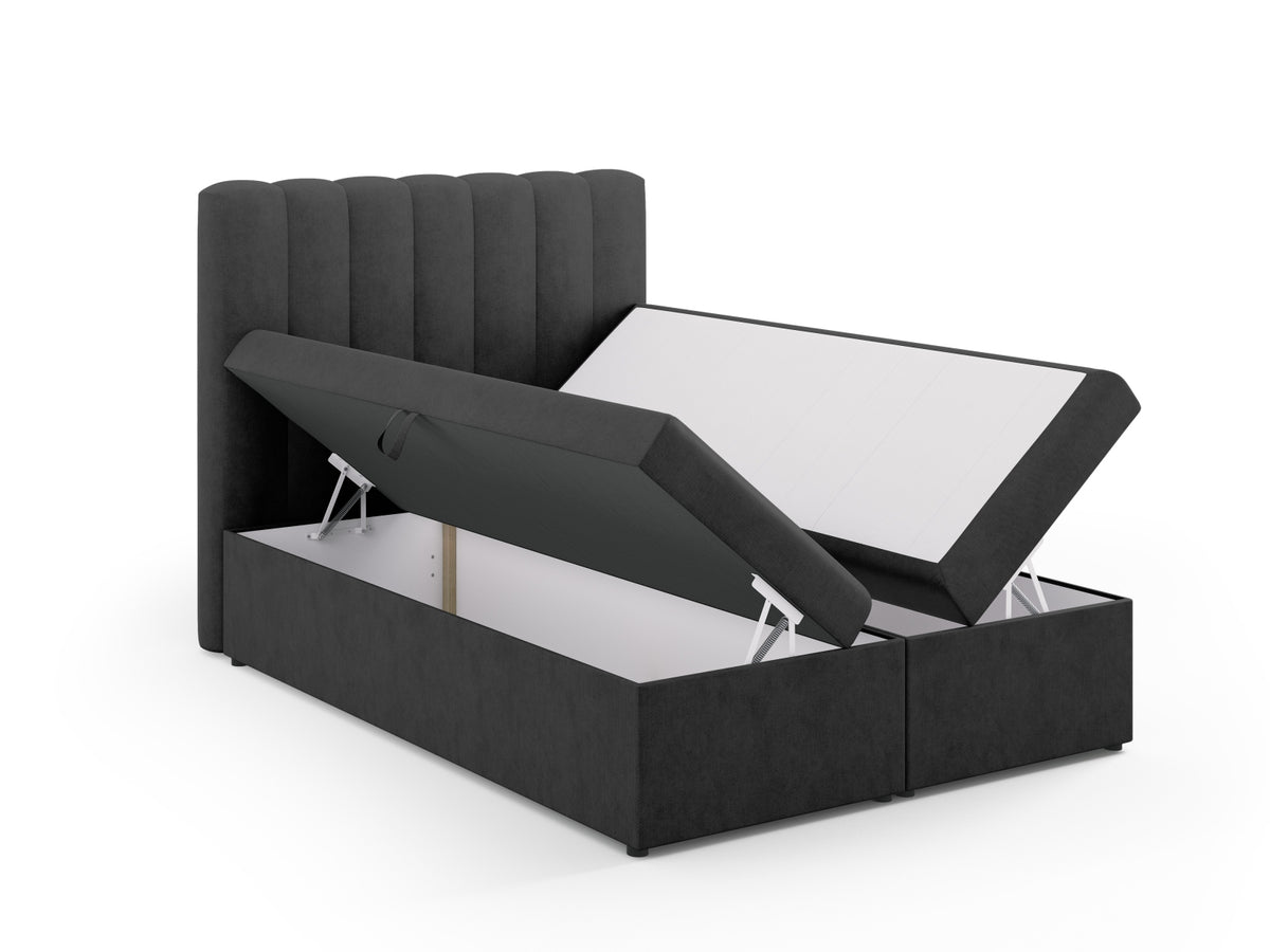 Kelp Boxspringbett Set 140cm: Headboard + Box Springs/Matratze + Matratze Topper in Anthracite-Moly präsentiert im Onlineshop von KAQTU Design AG. Bett ist von Micadoni