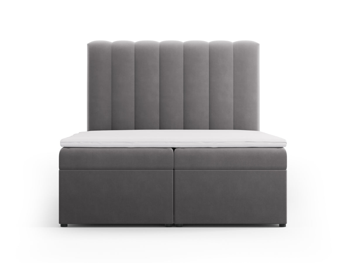 Kelp Boxspringbett Set 140cm: Headboard + Box Springs/Matratze + Matratze Topper in Grey-Bluvel präsentiert im Onlineshop von KAQTU Design AG. Bett ist von Micadoni