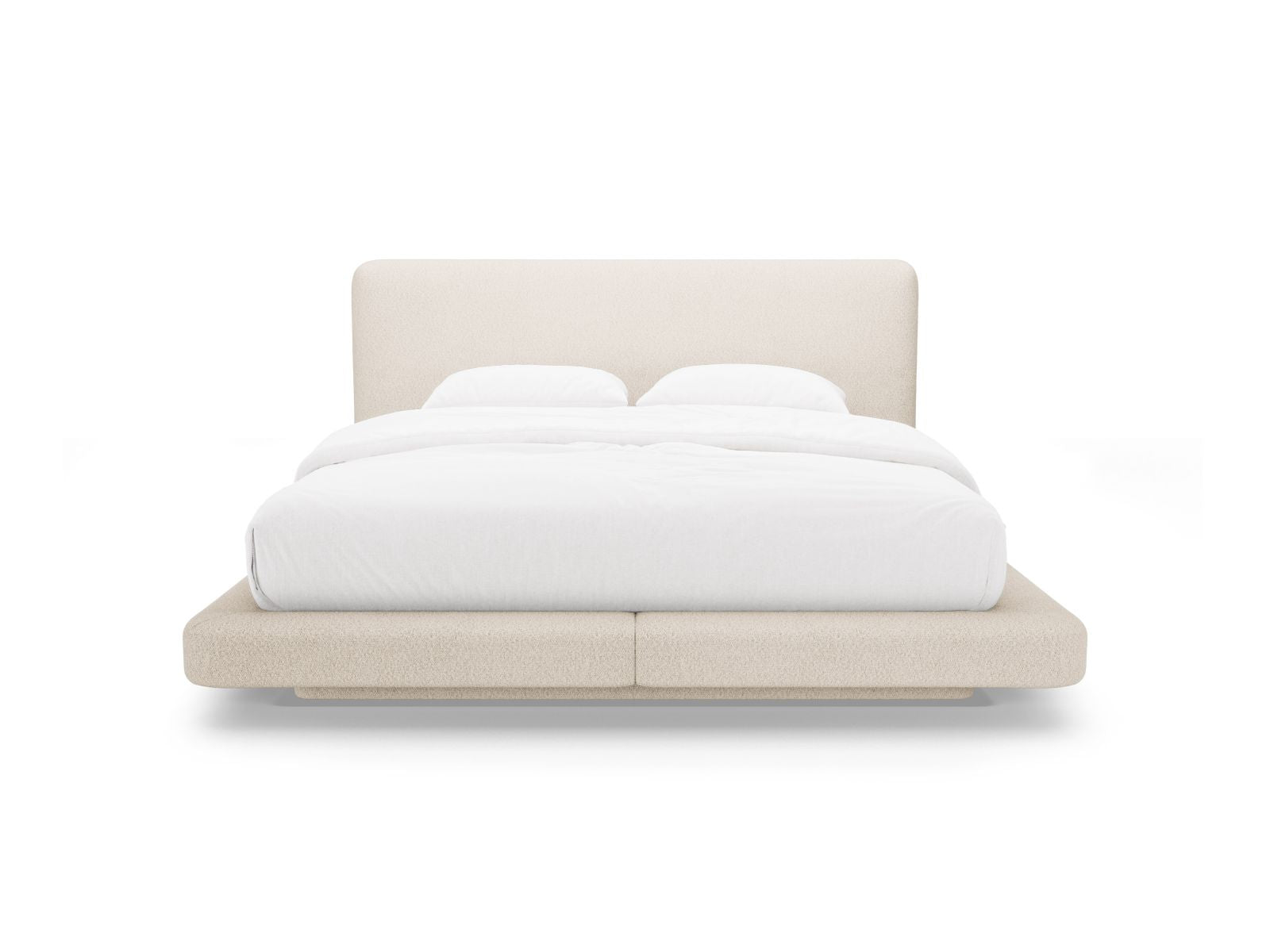 Elegantes Linea Bett mit 160 cm Kopfteil in stilvollem Beige-Baloo, ideal für moderne Schlafzimmer, von Micadoni.