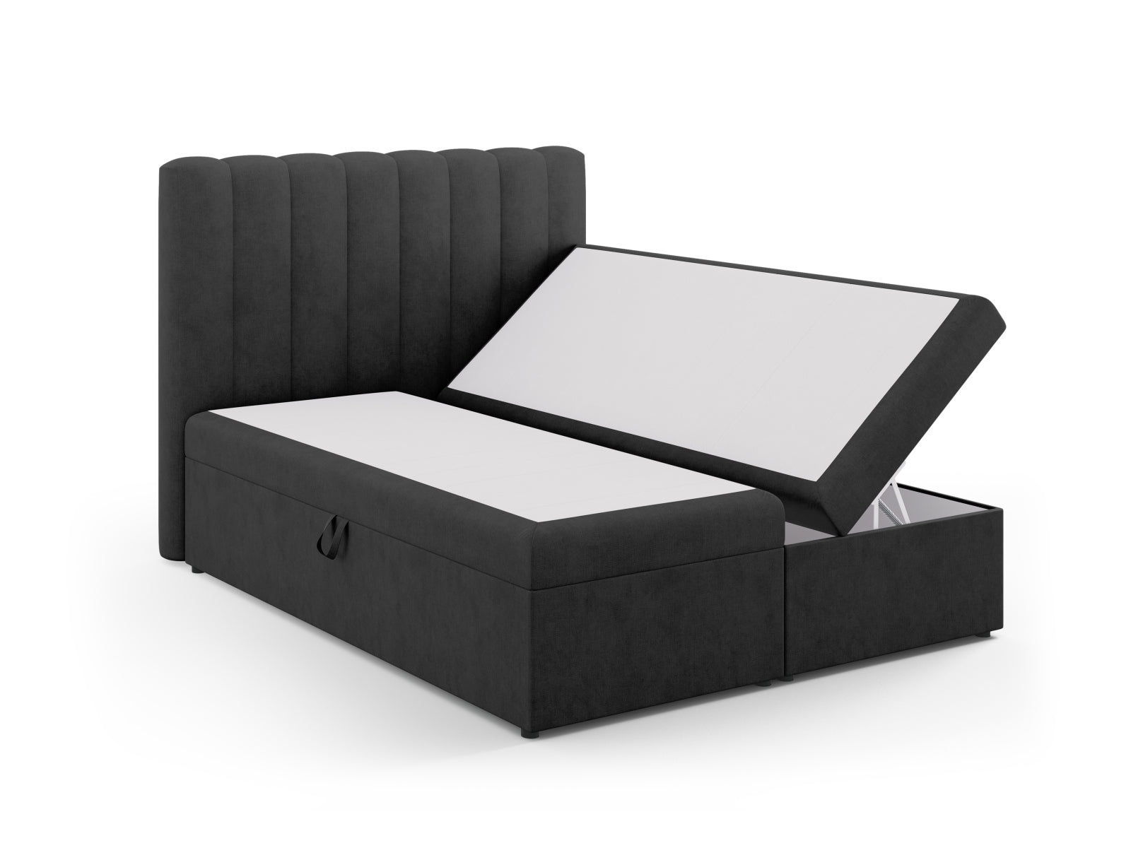 Entdecken Sie das Kelp Boxspring Bett Set von Micadoni: stilvolles Kopfteil, stabile Boxspring und hochwertige Matratze mit Topper für erholsamen Schlaf.