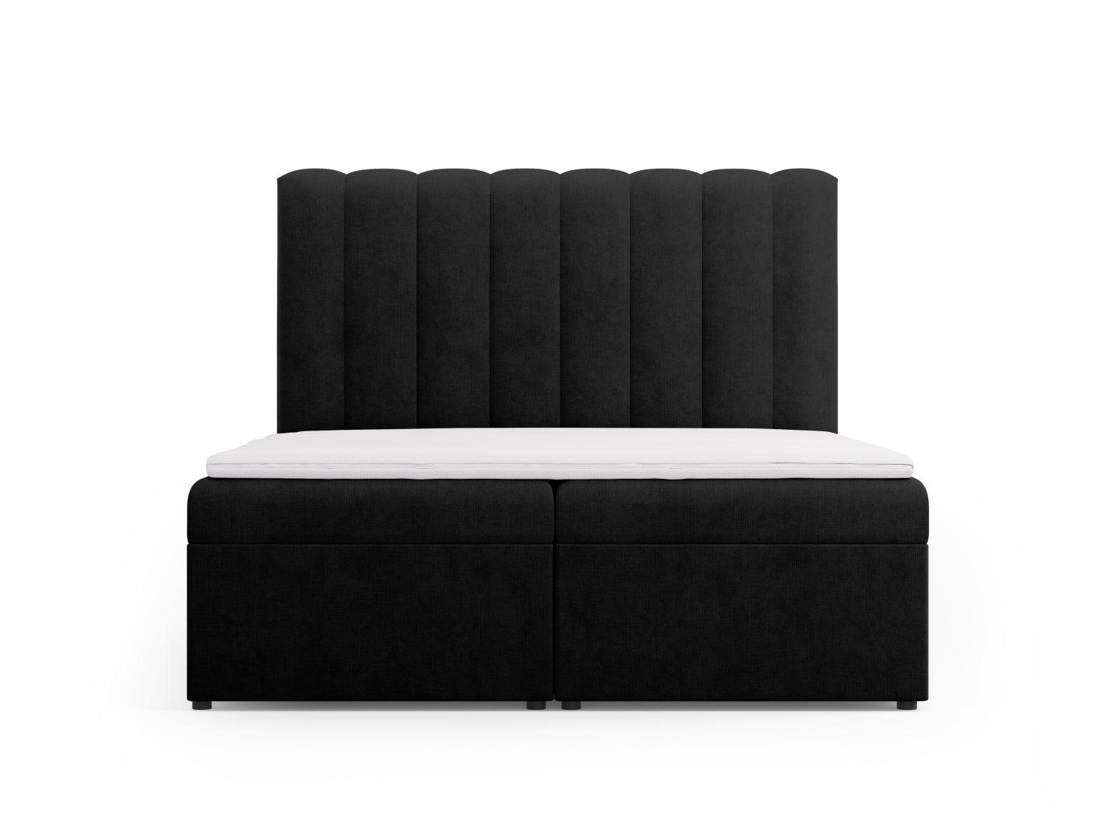 Kelp Boxspring Bett Set: Headboard + Box Springs/Matratze + Matratze Topper  in Black präsentiert im Onlineshop von KAQTU Design AG. Bett ist von Micadoni