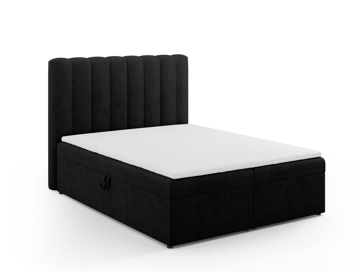 Kelp Boxspringbett Set 160cm: Headboard + Box Springs/Matratze + Matratze Topper in Black-Moly präsentiert im Onlineshop von KAQTU Design AG. Bett ist von Micadoni