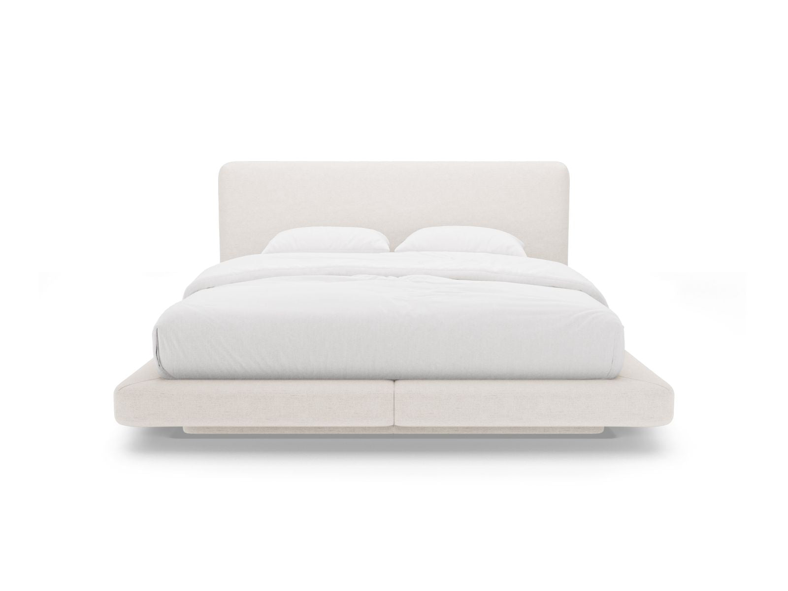 Elegantes Linea Bett mit 160 cm Kopfteil in sanftem Light Beige von Micadoni, ideal für stilvolle Schlafzimmer.