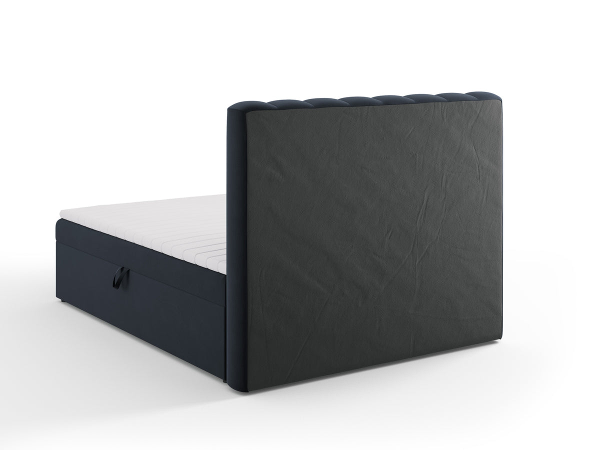 Kelp Boxspringbett Set 160cm: Headboard + Box Springs/Matratze + Matratze Topper in Dark Blue-Bluvel präsentiert im Onlineshop von KAQTU Design AG. Bett ist von Micadoni