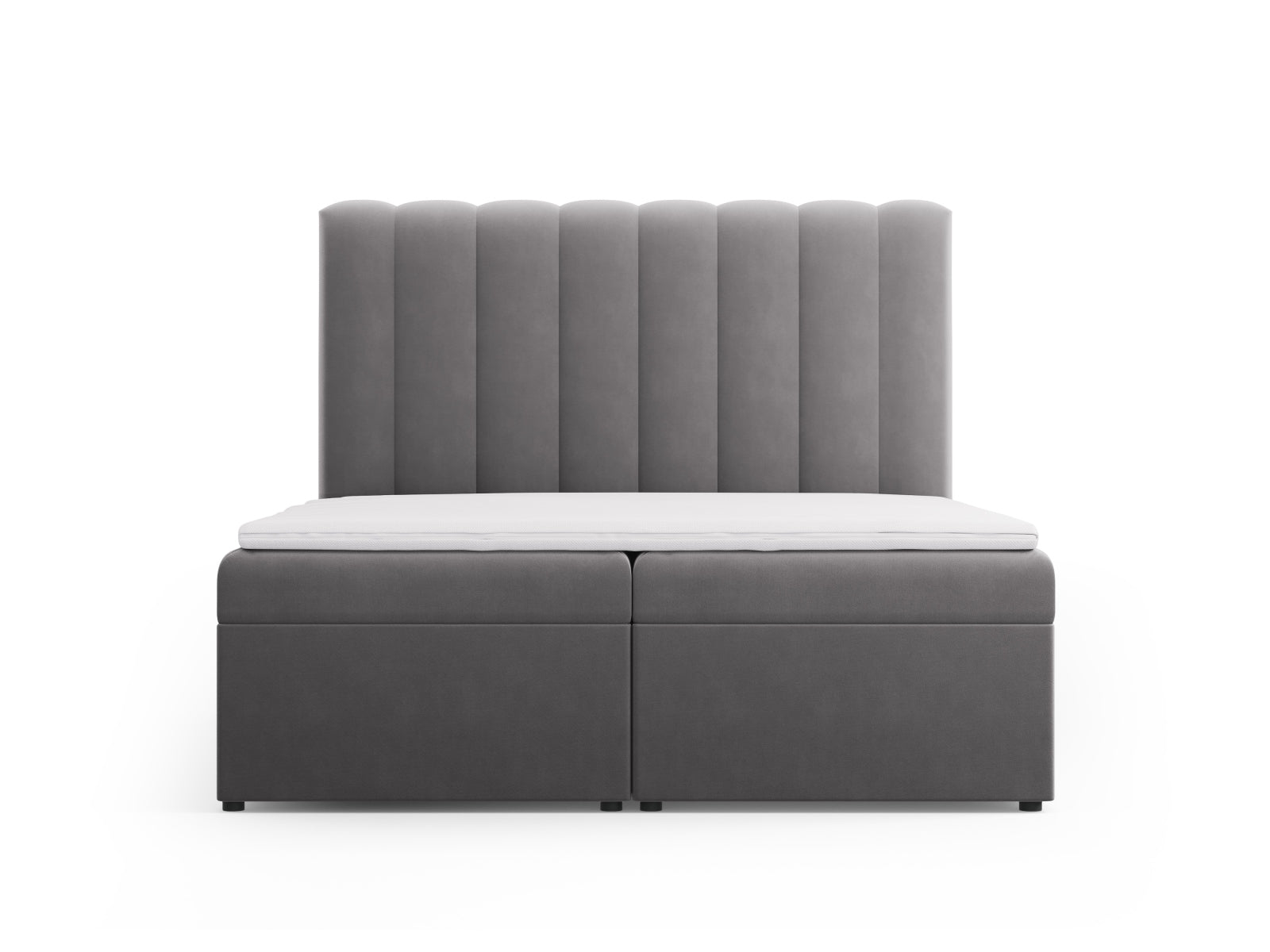 Kelp Boxspring Bett Set: Headboard + Box Springs/Matratze + Matratze Topper  in Grey präsentiert im Onlineshop von KAQTU Design AG. Bett ist von Micadoni