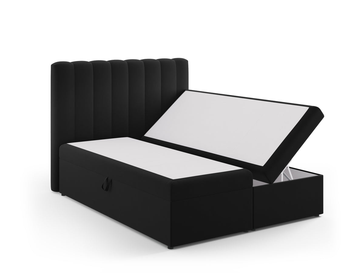 Kelp Boxspringbett Set 160cm: Headboard + Box Springs/Matratze + Matratze Topper in Black-Bluvel präsentiert im Onlineshop von KAQTU Design AG. Bett ist von Micadoni
