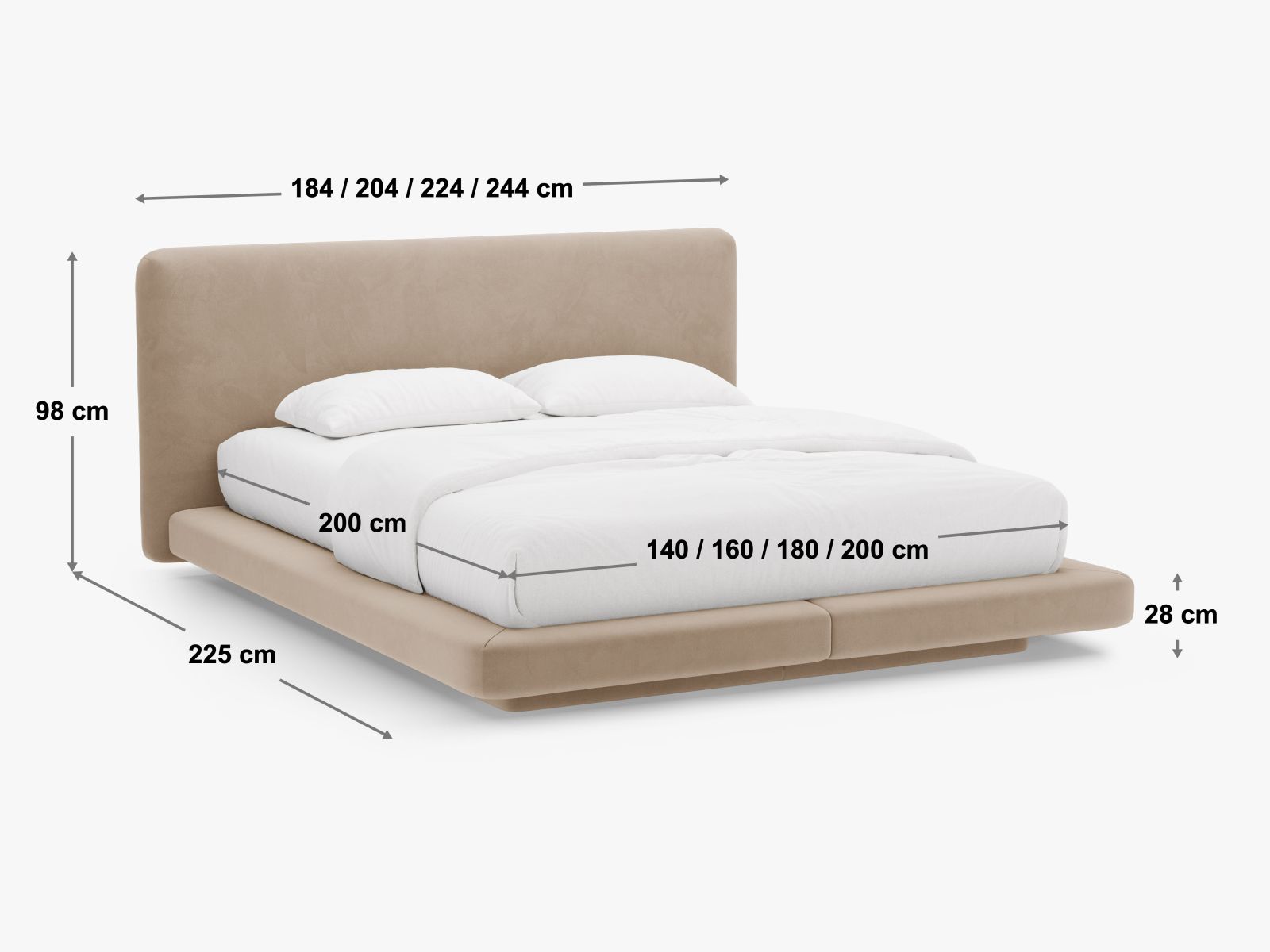 Stilvolles Linea Bett mit 180 cm hohem Kopfteil in Dunkelolivgrün von Micadoni, perfekt für moderne Schlafzimmer. Hochwertige Verarbeitung.