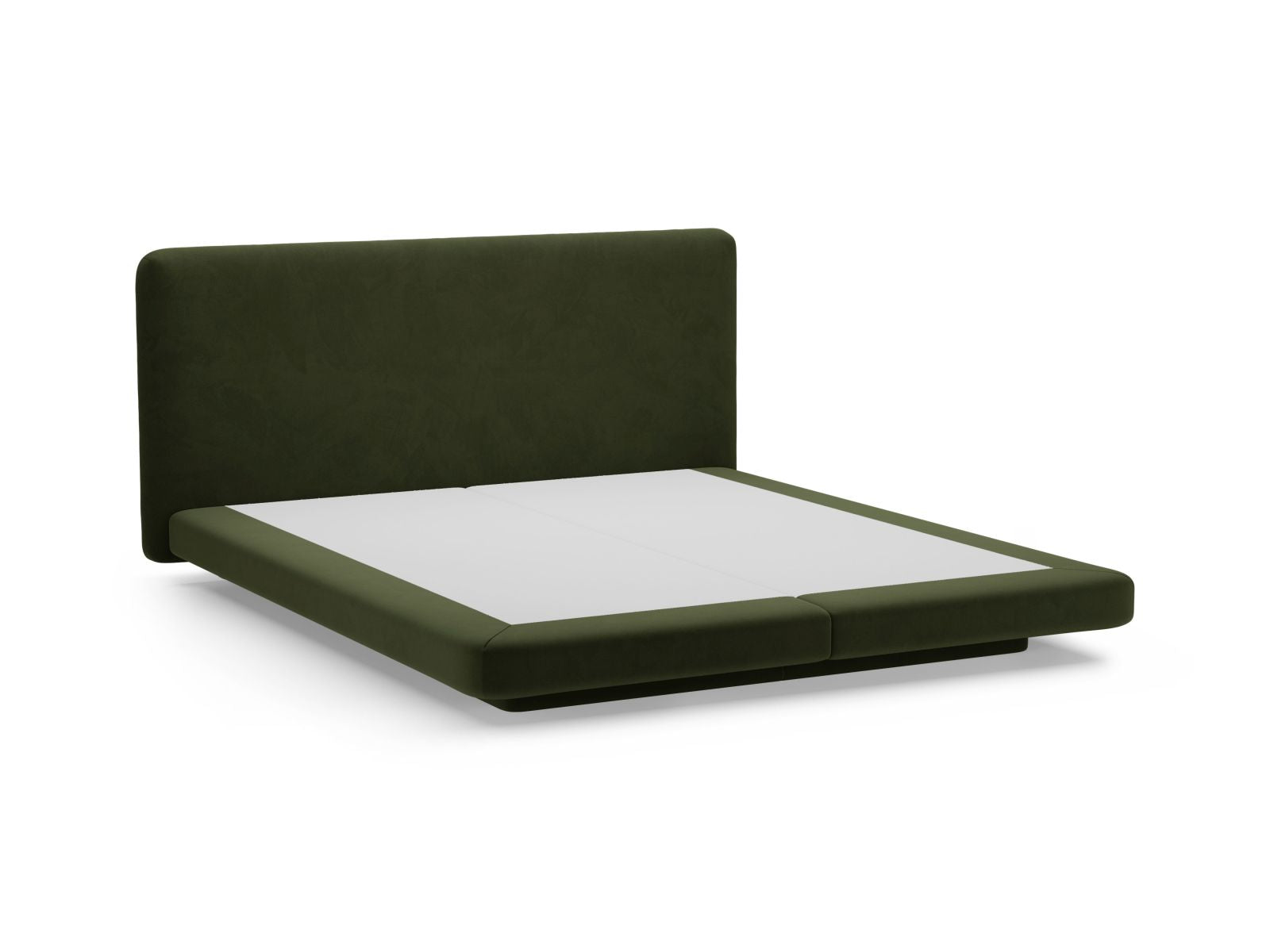 Elegantes Linea Bett in Army Green-Magic Velvet, 180 cm Kopfteil, ideal für ein zeitgemäßes und stilvolles Schlafzimmer.