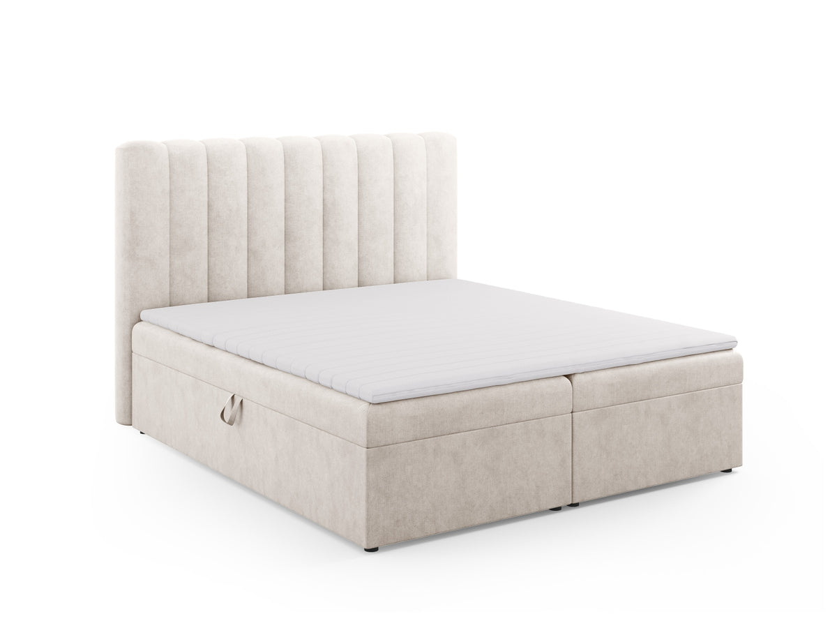 Kelp Boxspringbett Set 180cm: Headboard + Box Springs/Matratze + Matratze Topper in Grey Beige Melange-Moly präsentiert im Onlineshop von KAQTU Design AG. Bett ist von Micadoni