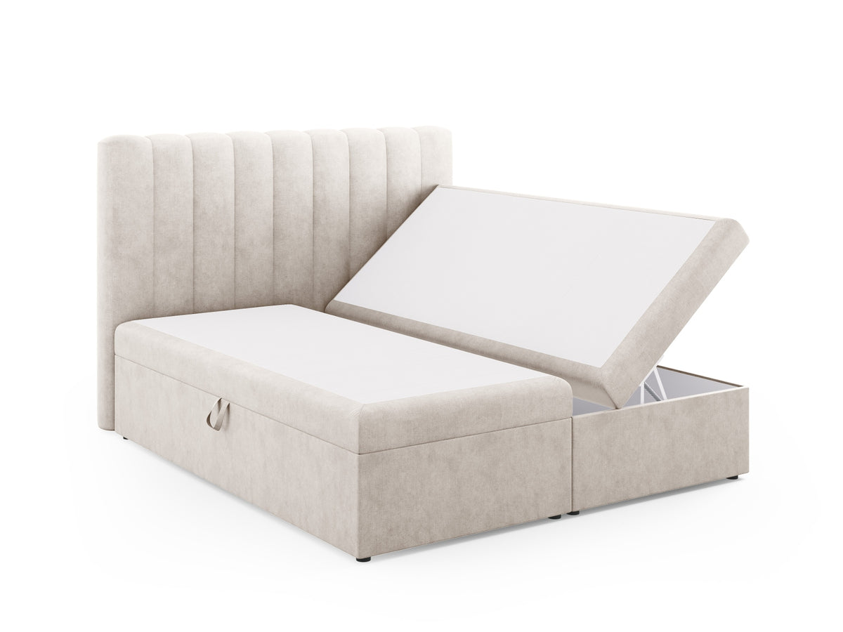 Kelp Boxspringbett Set 180cm: Headboard + Box Springs/Matratze + Matratze Topper in Grey Beige Melange-Moly präsentiert im Onlineshop von KAQTU Design AG. Bett ist von Micadoni