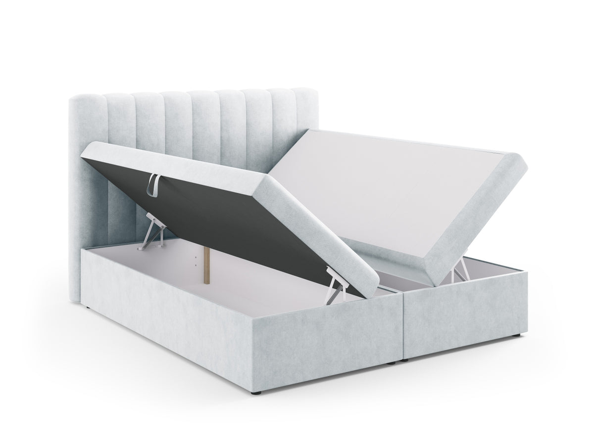 Kelp Boxspringbett Set 180cm: Headboard + Box Springs/Matratze + Matratze Topper in Light Grey-Moly präsentiert im Onlineshop von KAQTU Design AG. Bett ist von Micadoni