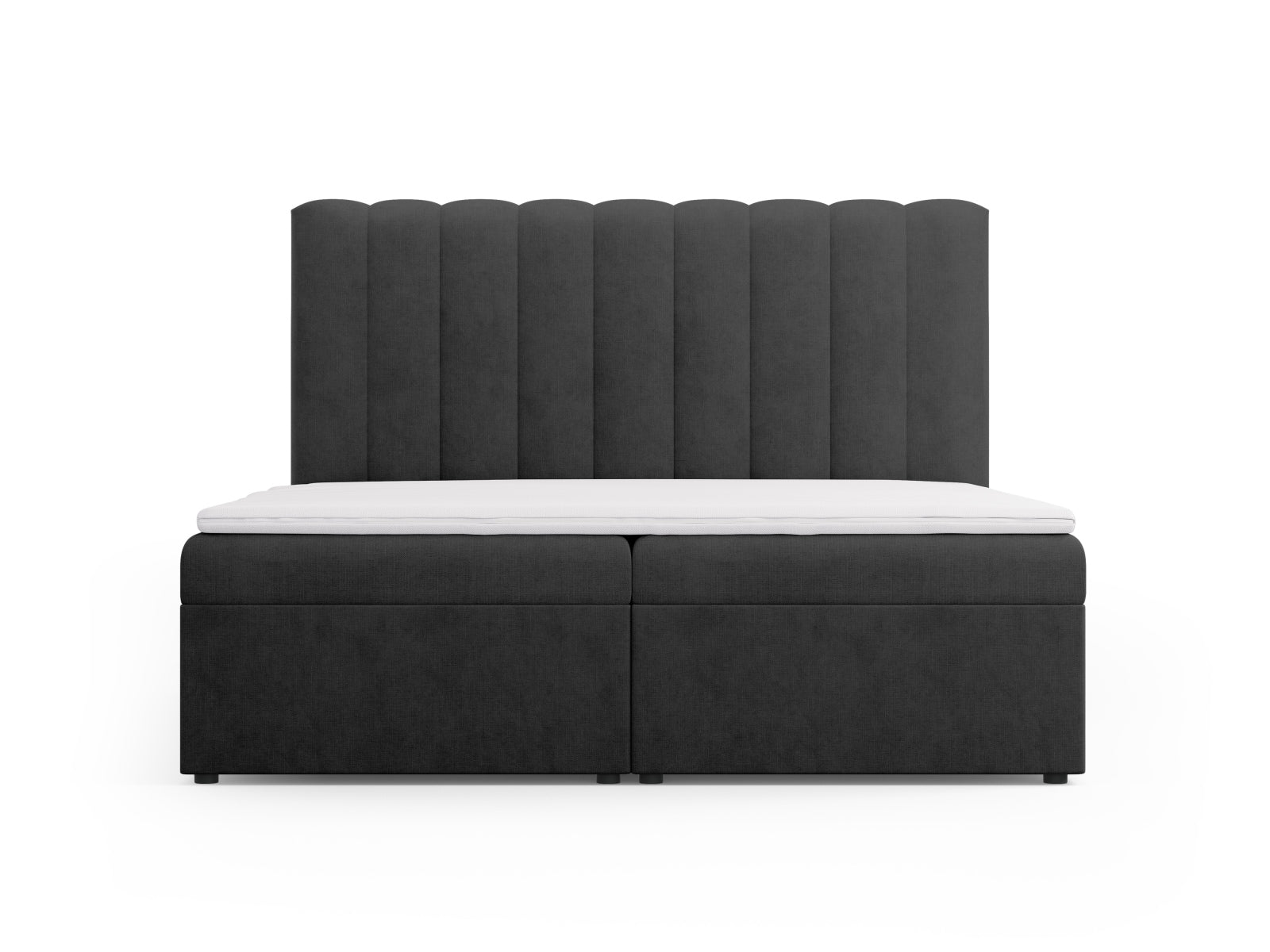 Kelp Boxspring Bett Set: Headboard + Box Springs/Matratze + Matratze Topper  in Anthracite präsentiert im Onlineshop von KAQTU Design AG. Bett ist von Micadoni
