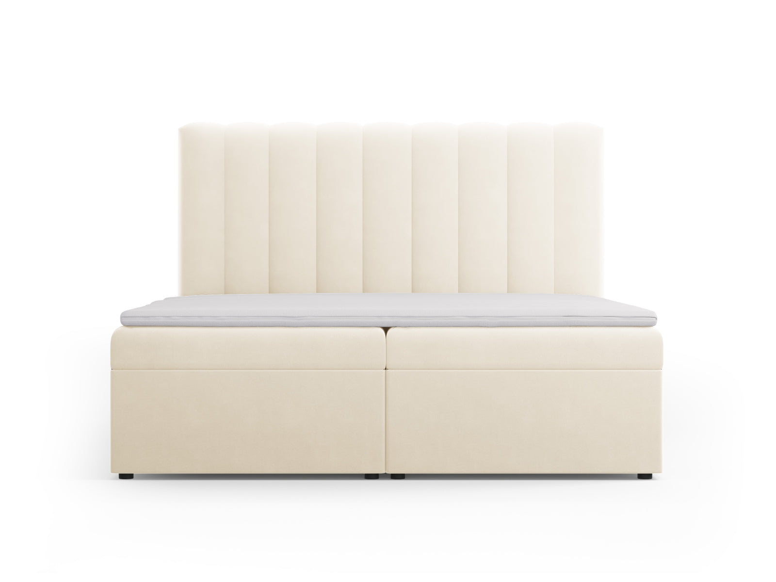 Kelp Boxspring Bett Set: Headboard + Box Springs/Matratze + Matratze Topper  in Light Beige präsentiert im Onlineshop von KAQTU Design AG. Bett ist von Micadoni