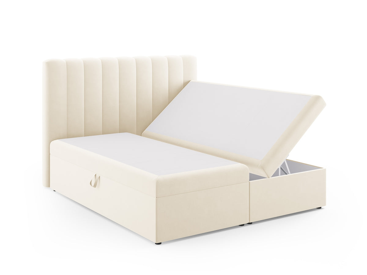 Kelp Boxspringbett Set 180cm: Headboard + Box Springs/Matratze + Matratze Topper in Light Beige-Bluvel präsentiert im Onlineshop von KAQTU Design AG. Bett ist von Micadoni