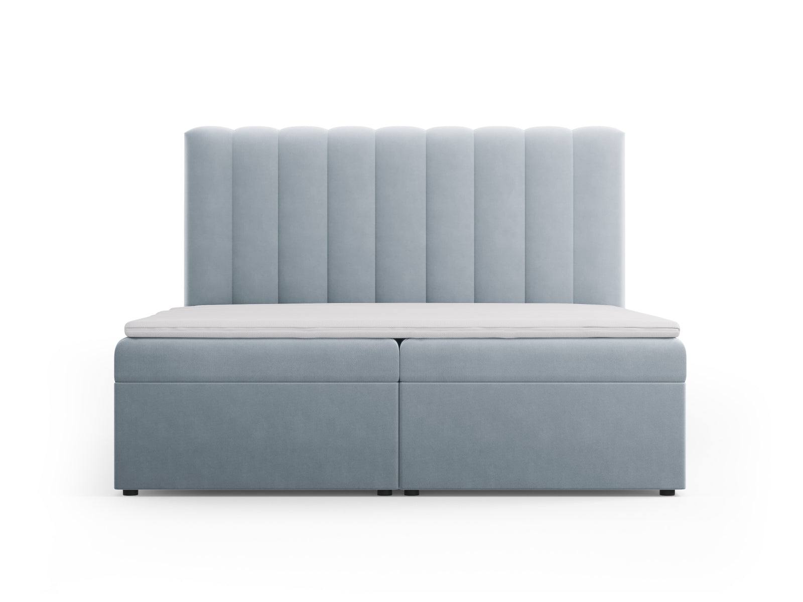 Kelp Boxspring Bett Set: Headboard + Box Springs/Matratze + Matratze Topper  in Light Blue präsentiert im Onlineshop von KAQTU Design AG. Bett ist von Micadoni