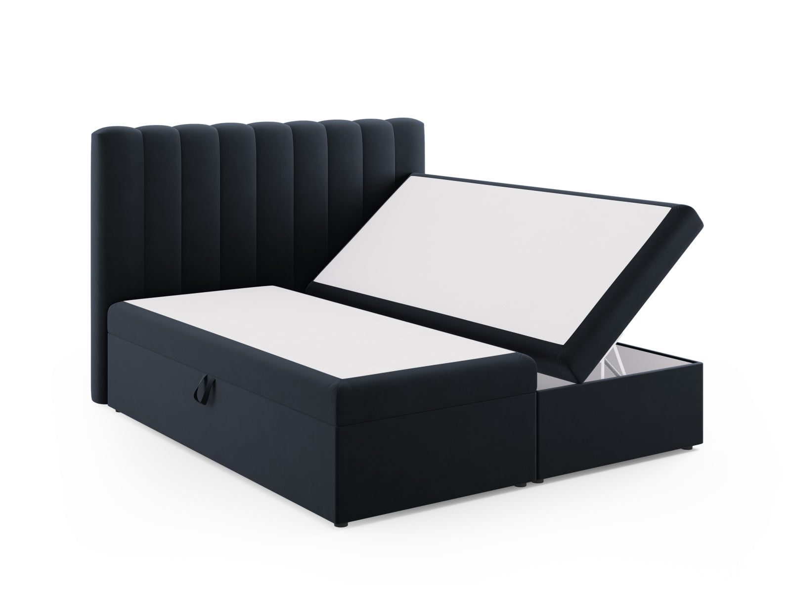 Entdecken Sie das Kelp Boxspring Bett Set von Micadoni: stilvolles Kopfteil, stabile Boxspring und hochwertige Matratze mit Topper für erholsamen Schlaf.