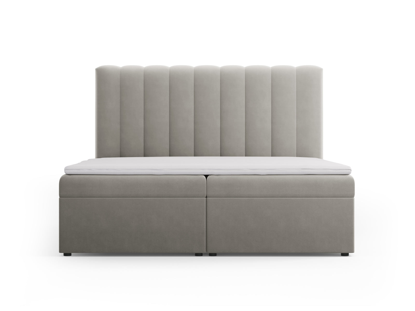 Kelp Boxspring Bett Set: Headboard + Box Springs/Matratze + Matratze Topper  in Light Grey präsentiert im Onlineshop von KAQTU Design AG. Bett ist von Micadoni