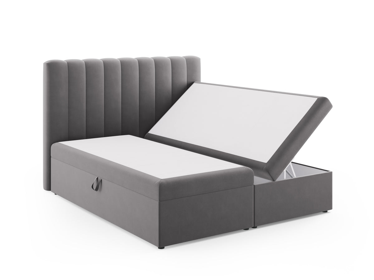Kelp Boxspringbett Set 180cm: Headboard + Box Springs/Matratze + Matratze Topper in Grey-Bluvel präsentiert im Onlineshop von KAQTU Design AG. Bett ist von Micadoni