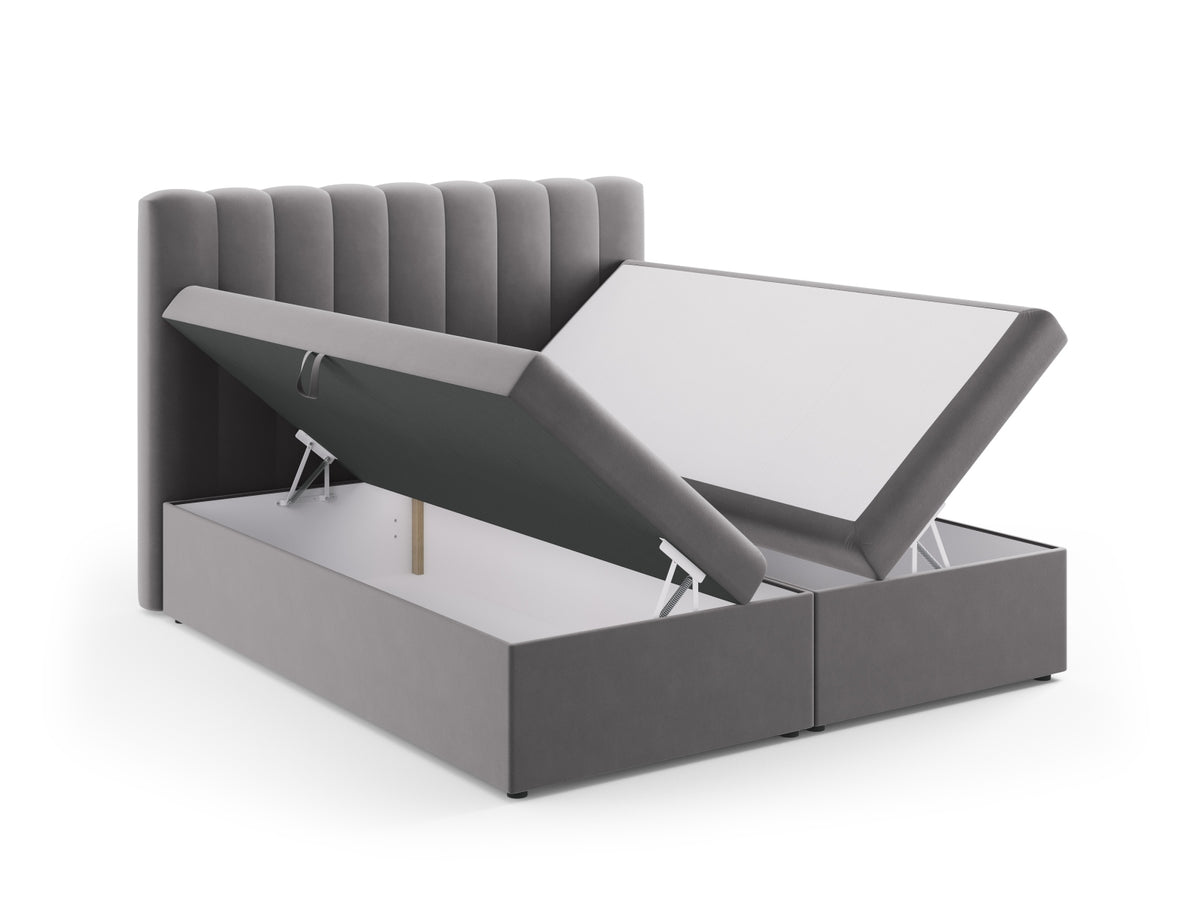 Kelp Boxspringbett Set 180cm: Headboard + Box Springs/Matratze + Matratze Topper in Grey-Bluvel präsentiert im Onlineshop von KAQTU Design AG. Bett ist von Micadoni