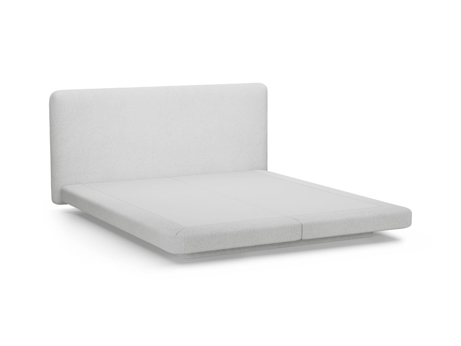 Elegantes Linea Bett mit 200 cm Kopfteil in sanftem Light Grey-Baloo, ideal für stilvolle und komfortable Schlafräume von Micadoni.