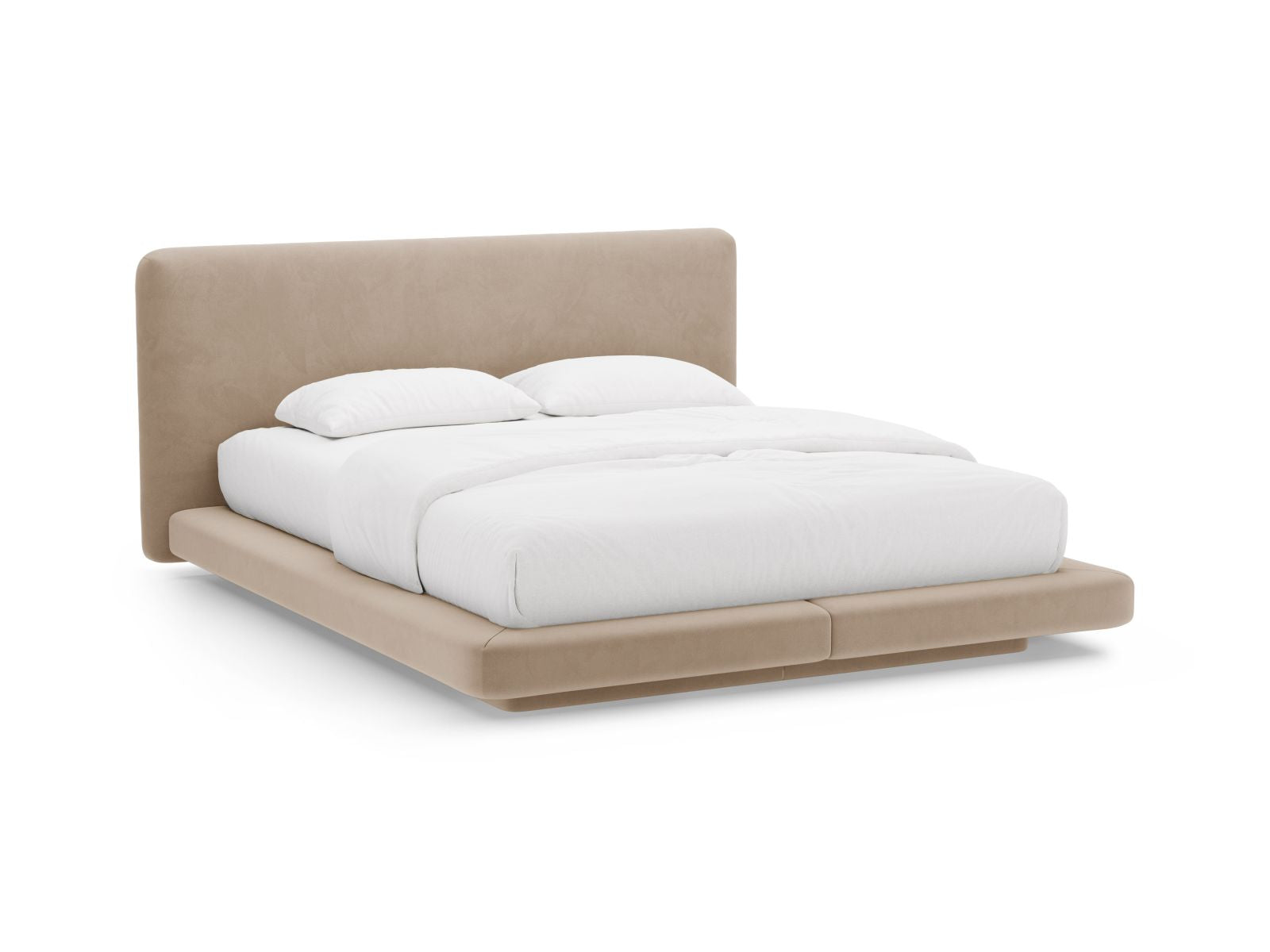 Linea Bett mit Kopfteil 200cm in Almond Beige-Magic Velvet präsentiert im Onlineshop von KAQTU Design AG. Bett ist von Micadoni