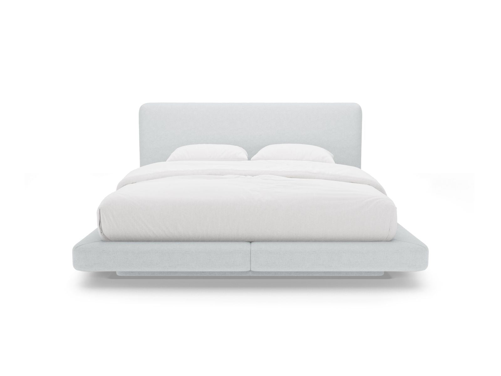 Elegantes Linea Bett mit 200 cm Kopfteil in sanftem Light Grey von Micadoni, ideal für stilvolle Schlafzimmergestaltung.