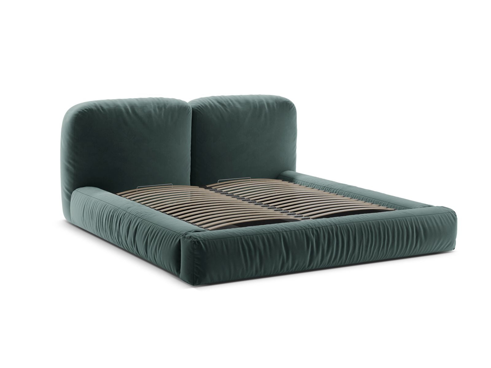 Elegantes Martina Bett in Petrol-Vogue, ideal für moderne Schlafzimmer, bietet zusätzlichen Stauraum und ein geschmackvolles Kopfteil.