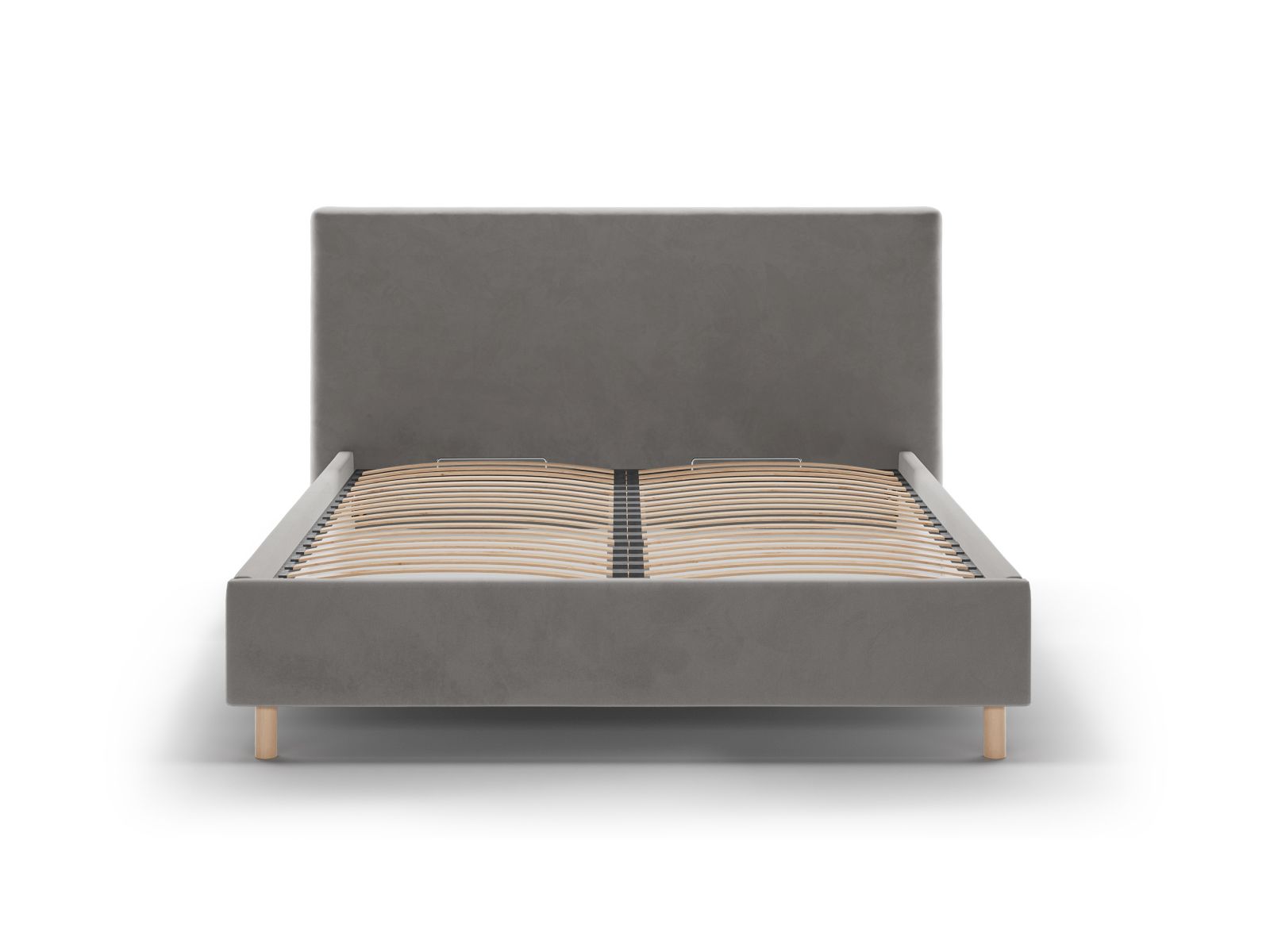 Elegantes Eloise Bett mit 140 cm Breite, Kopfteil und praktischem Stauraum in stilvollem Dark Grey-Magic Velvet, ideal für jedes Schlafzimmer.