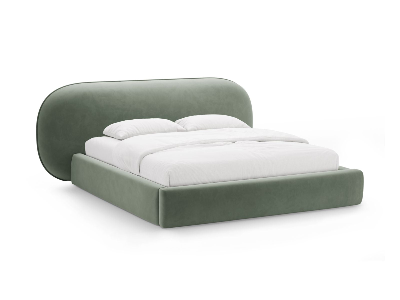 Ovalo Bett mit Stauraum mit Kopfteil 140cm in Green-Magic Velvet präsentiert im Onlineshop von KAQTU Design AG. Bett ist von Micadoni
