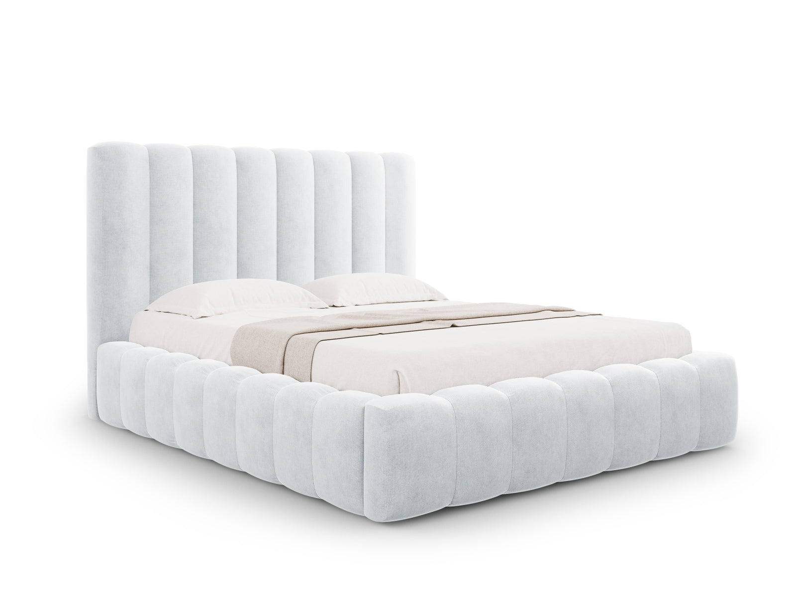 Kelp Bett mit Stauraum und Headboard  in Light Grey präsentiert im Onlineshop von KAQTU Design AG. Bett ist von Micadoni