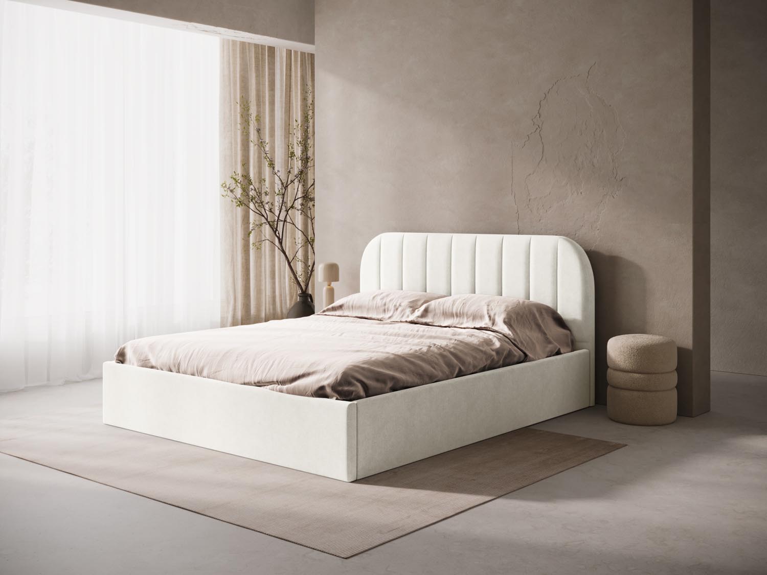 Susan Bett mit Stauraum  in Light Beige präsentiert im Onlineshop von KAQTU Design AG. Bett ist von Micadoni