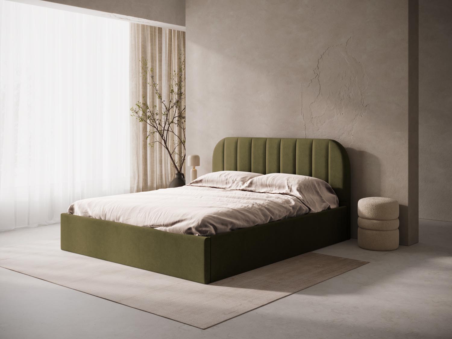 Susan Bett mit Stauraum  in Green präsentiert im Onlineshop von KAQTU Design AG. Bett ist von Micadoni