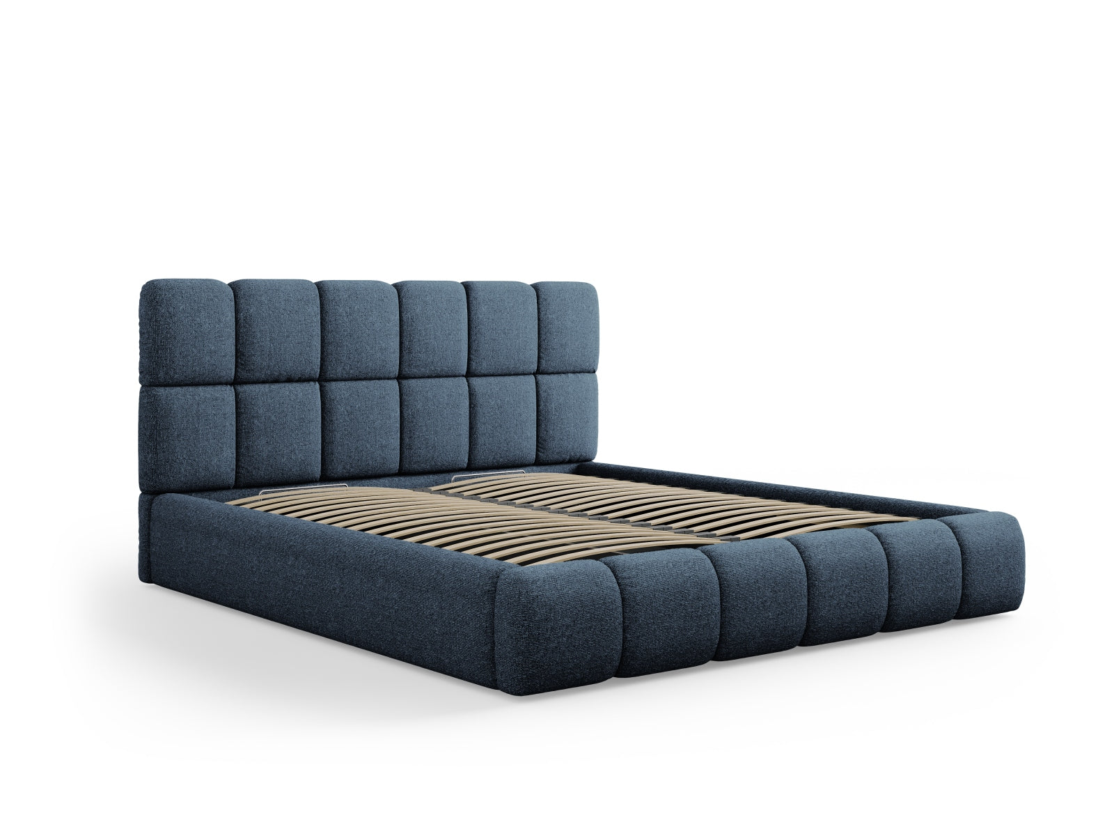 Stylisches Bellis Bett in Royal Blue, ausgestattet mit praktischem Stauraum und einem eleganten Kopfteil, perfekt für jedes moderne Schlafzimmer.