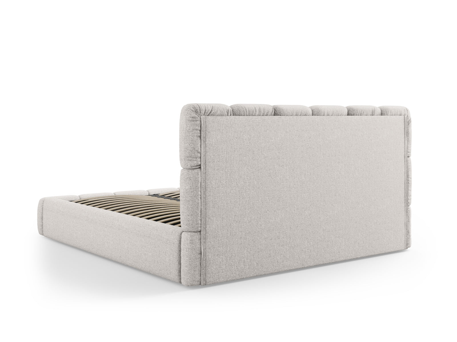 Modernes Bellis Bett mit 140 cm Breite, ausgestattet mit praktischem Stauraum und einem stilvollen, grauen Kopfteil für ein elegantes Ambiente.
