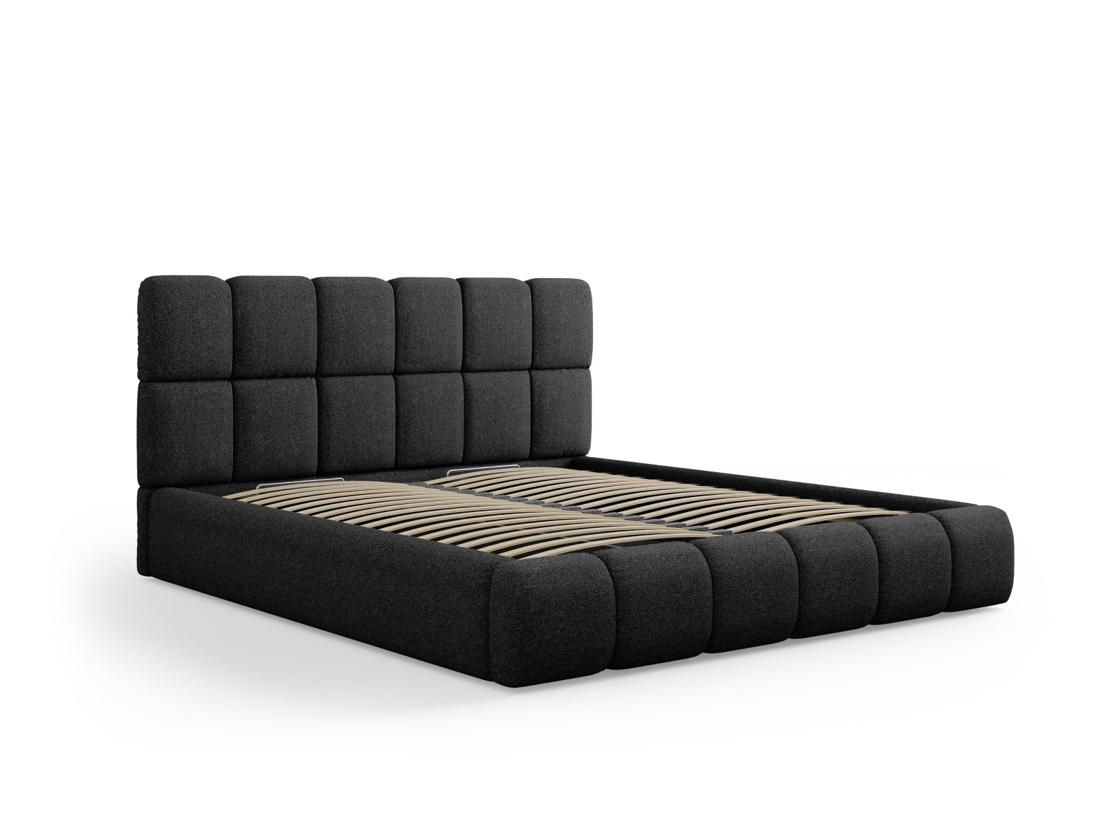 Stylisches Bellis Bett mit integriertem Stauraum und ansprechendem Kopfteil, perfekt für platzsparende und moderne Schlafzimmer.
