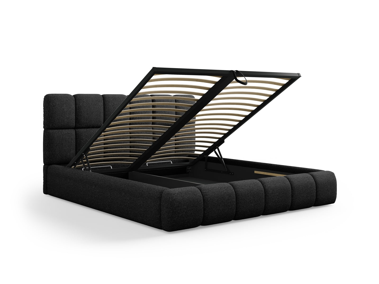 Modernes Bellis Bett in 140 cm Breite, ideal für Schlafzimmer, bietet cleveren Stauraum und ein elegantes Kopfteil.