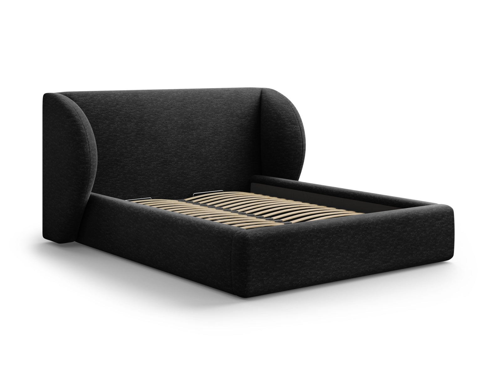 Miley Bett mit Stauraum und Headboard 140cm in Black-Haga präsentiert im Onlineshop von KAQTU Design AG. Bett ist von Micadoni