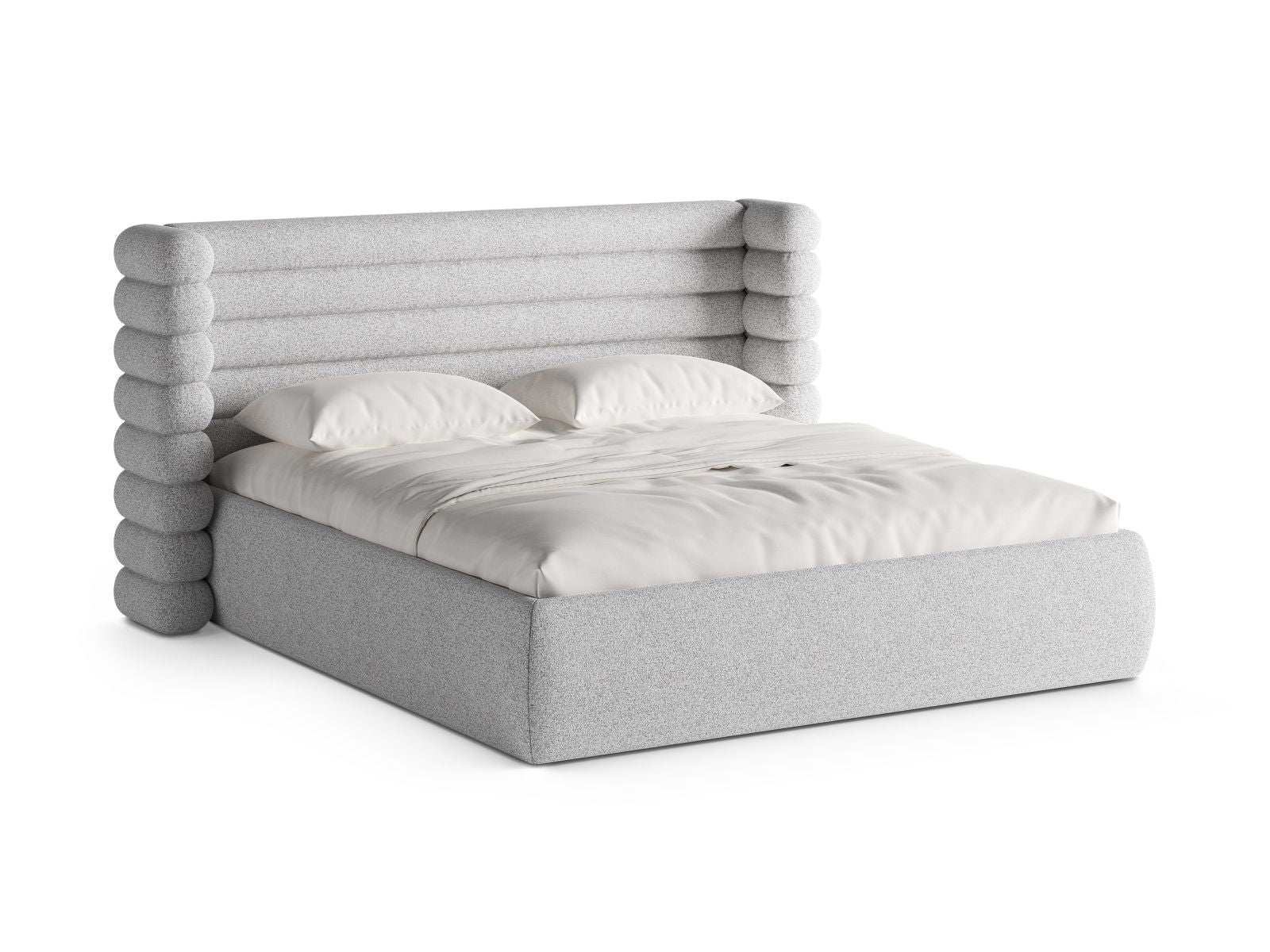Mount Bett mit Stauraum mit Kopfteil 140cm in Light Grey Melange-Puente präsentiert im Onlineshop von KAQTU Design AG. Bett ist von Micadoni