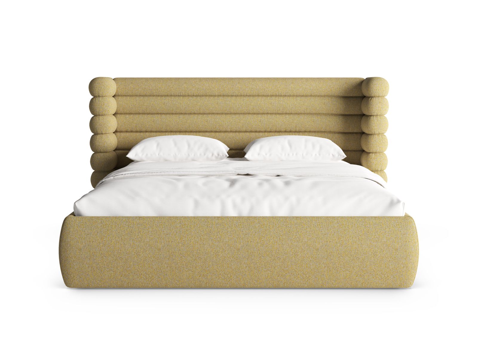 Stylisches Mount Bett mit 140 cm Breite, Stauraum und elegantem Kopfteil in Sunflower Melange von Micadoni, ideal für moderne Schlafzimmer.