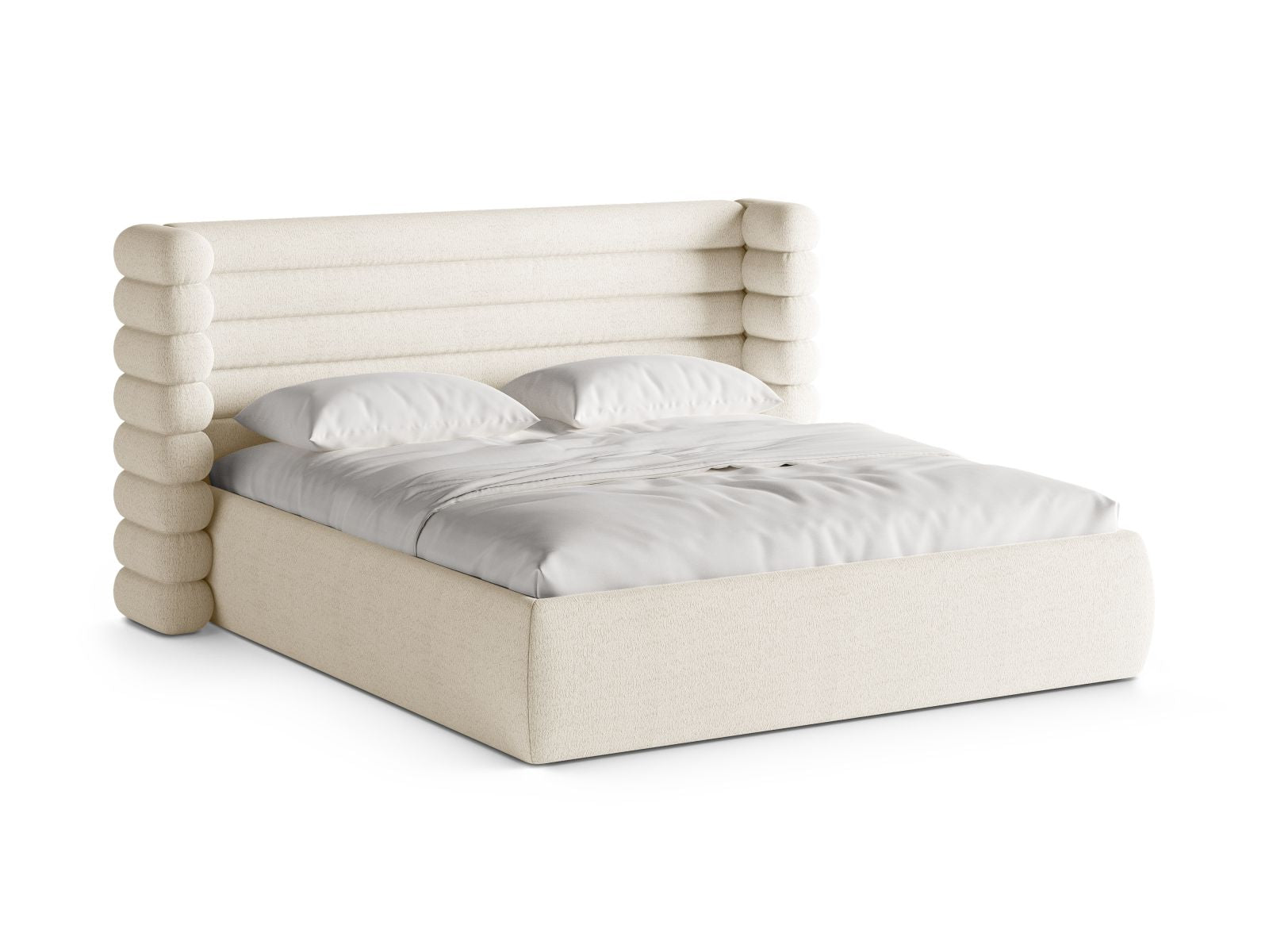 Mount Bett mit Stauraum mit Kopfteil 140cm in Ivory-CORAL präsentiert im Onlineshop von KAQTU Design AG. Bett ist von Micadoni