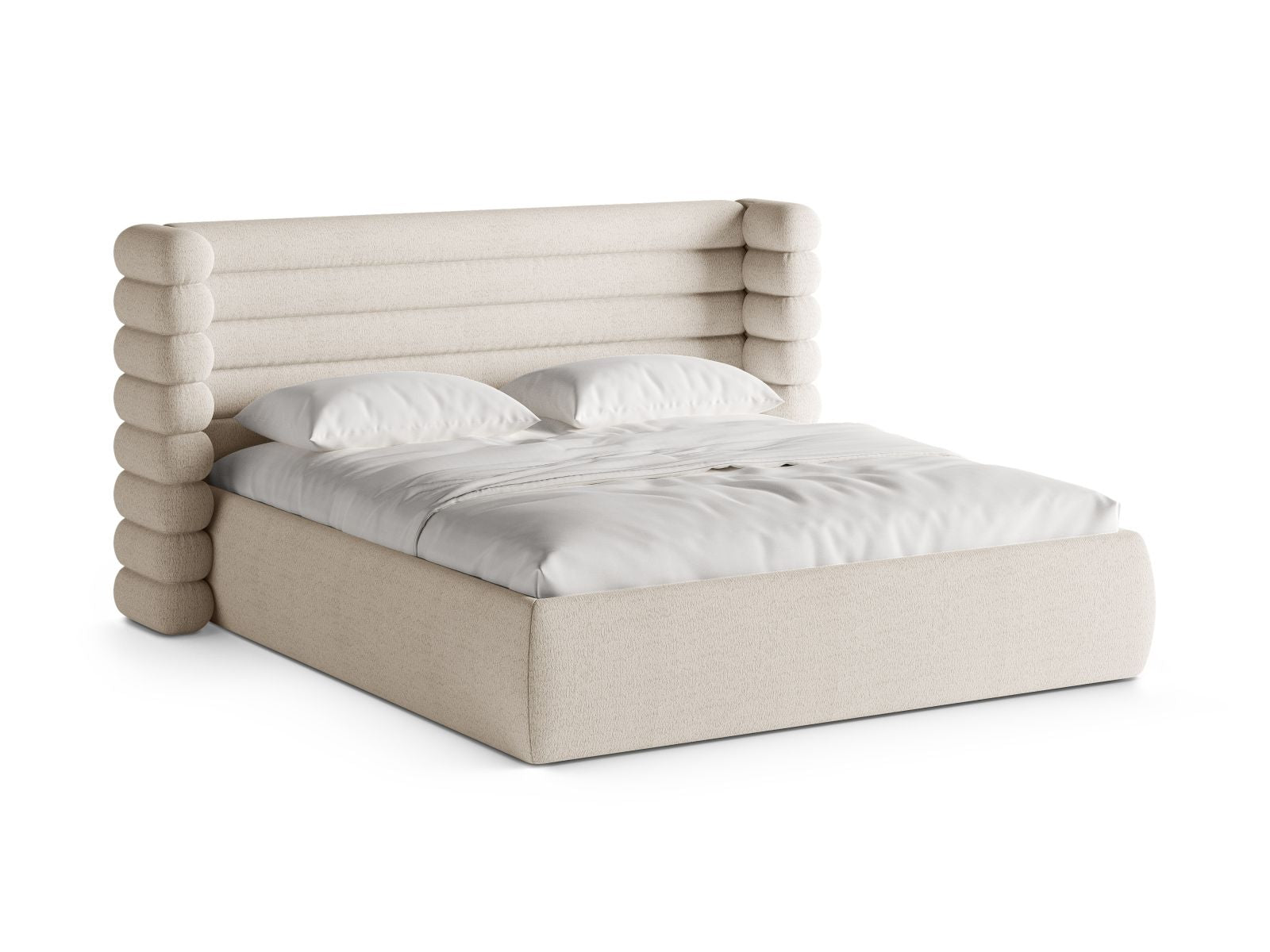 Mount Bett mit Stauraum mit Kopfteil 140cm in Light Beige-CORAL präsentiert im Onlineshop von KAQTU Design AG. Bett ist von Micadoni