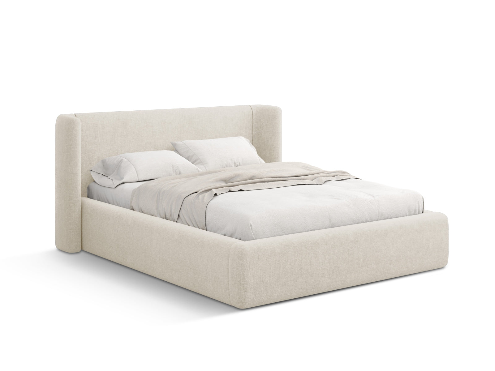 Jolene Bett mit Stauraum und Headboard  in Light Beige präsentiert im Onlineshop von KAQTU Design AG. Bett ist von Micadoni