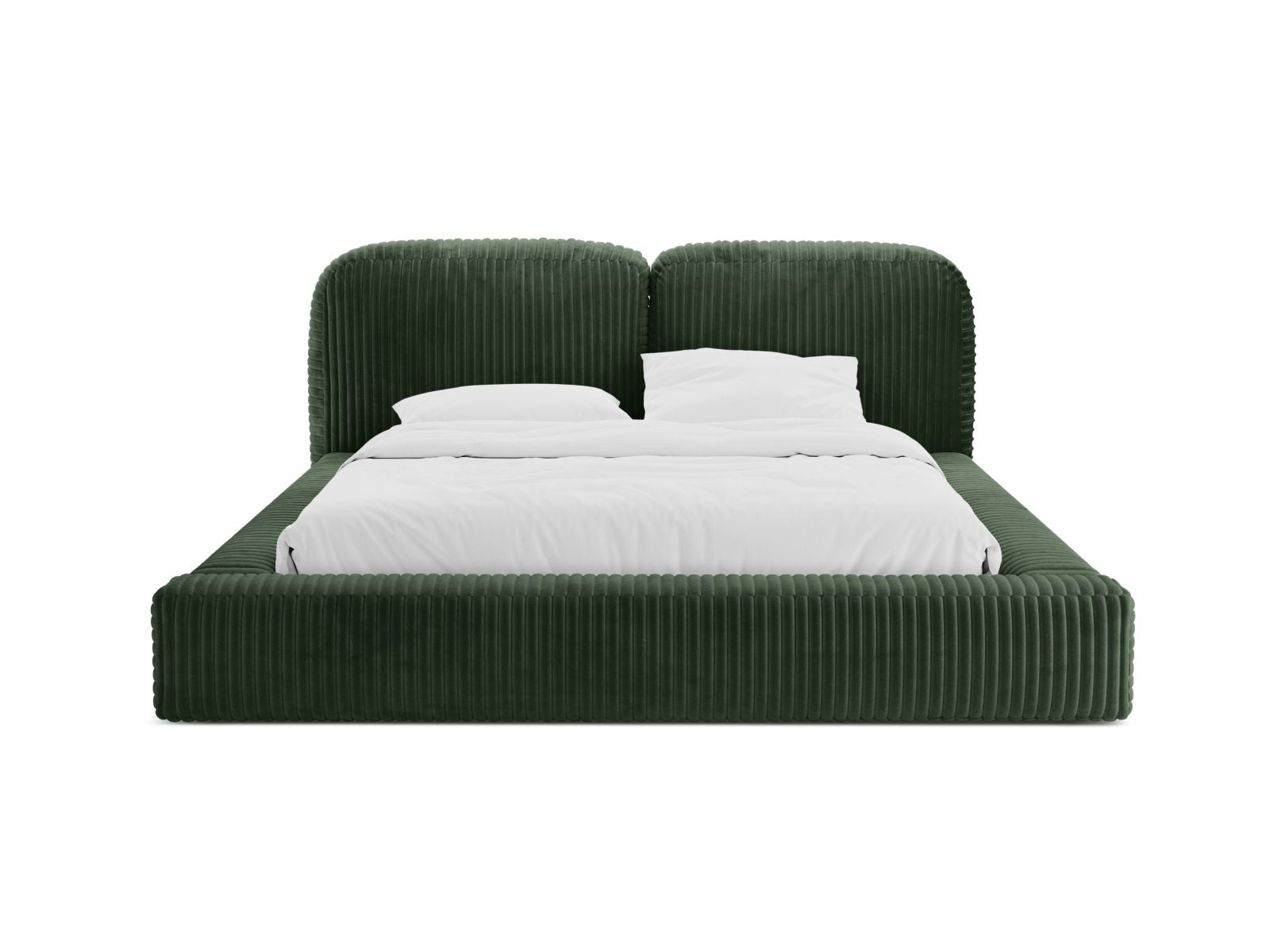 Elegantes Martina Bett in Dunkelgrün mit praktischem Stauraum und stilvollem Kopfteil, ideal für jedes Schlafzimmer.