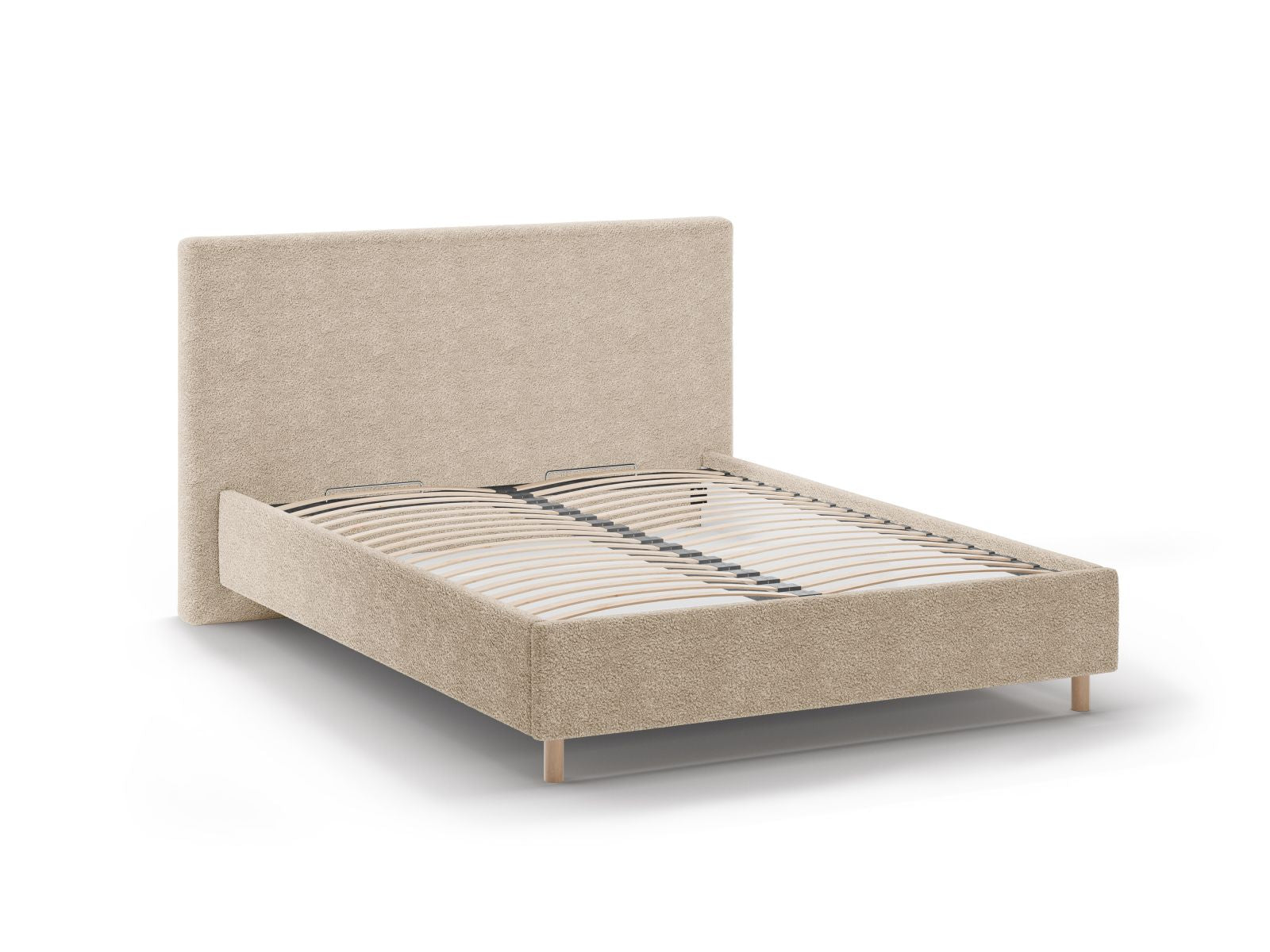 Elegantes Eloise Bett in 140 cm Breite, ideal für kleinen Raum, mit praktischem Stauraum und modernem Kopfteil in Sand-Rolf.