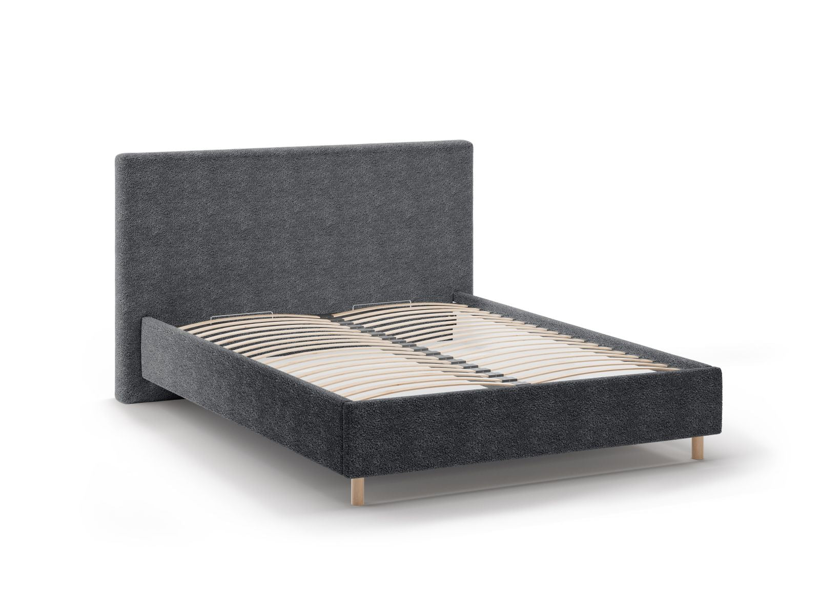 Modernes Eloise Bett in elegantem Dunkelgrau, ausgestattet mit praktischem Stauraum und einem geschmackvollen Kopfteil für stilvolle Schlafzimmer.