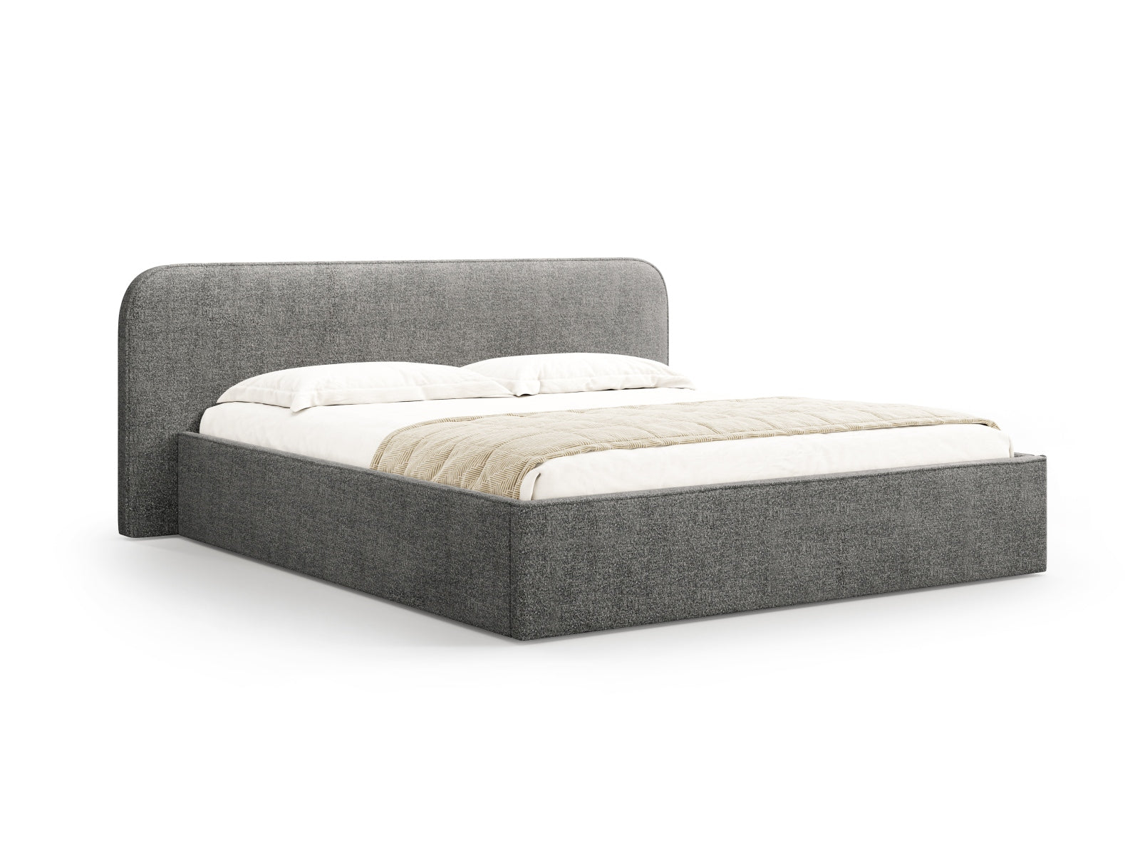 Elizabeth Boucle Bett mit Stauraum und Headboard  in Graphite präsentiert im Onlineshop von KAQTU Design AG. Bett ist von Micadoni