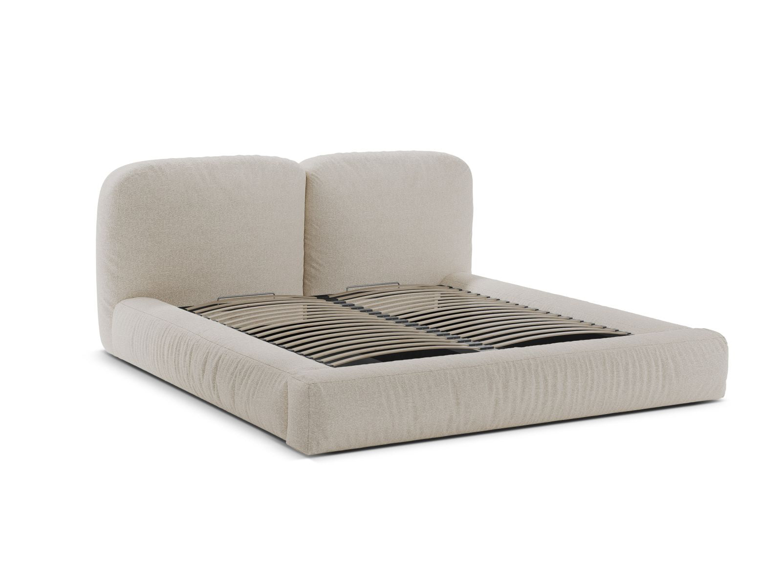 Elegantes Martina Bett mit 140 cm Breite, ausgestattet mit praktischem Stauraum und einem ansprechenden Kopfteil in Beige-Monet, ideal für moderne Schlafzimmer.