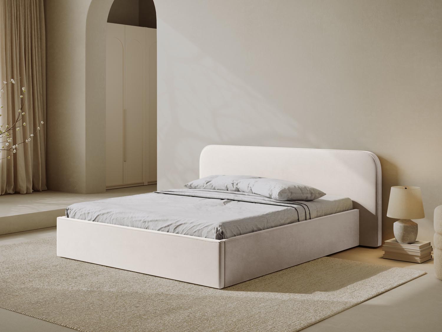 Erleben Sie das elegante Elizabeth Velour Bett von Micadoni. Mit praktischem Stauraum und stilvollem Headboard – perfekt für Ihr modernes Schlafzimmer!