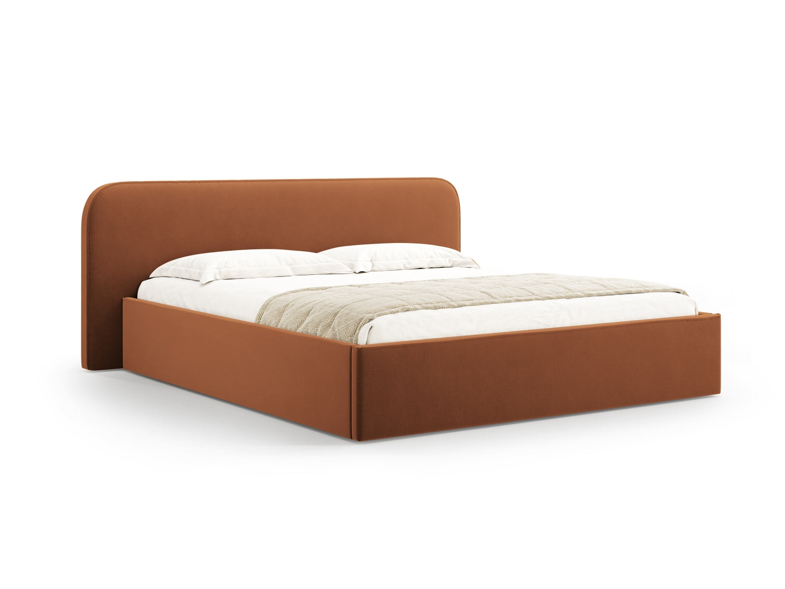 Elizabeth Velour Bett mit Stauraum und Headboard  in Terracotta präsentiert im Onlineshop von KAQTU Design AG. Bett ist von Micadoni