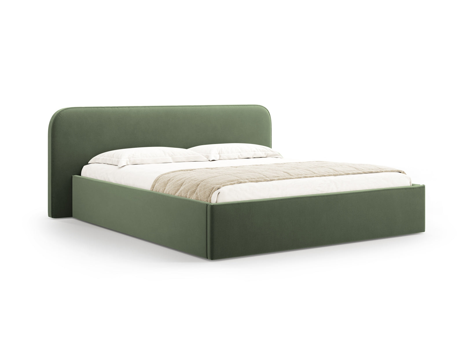 Elizabeth Velour Bett mit Stauraum und Headboard  in Moss Green präsentiert im Onlineshop von KAQTU Design AG. Bett ist von Micadoni